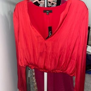 Beautiful red silk top from lulus. Size XL.